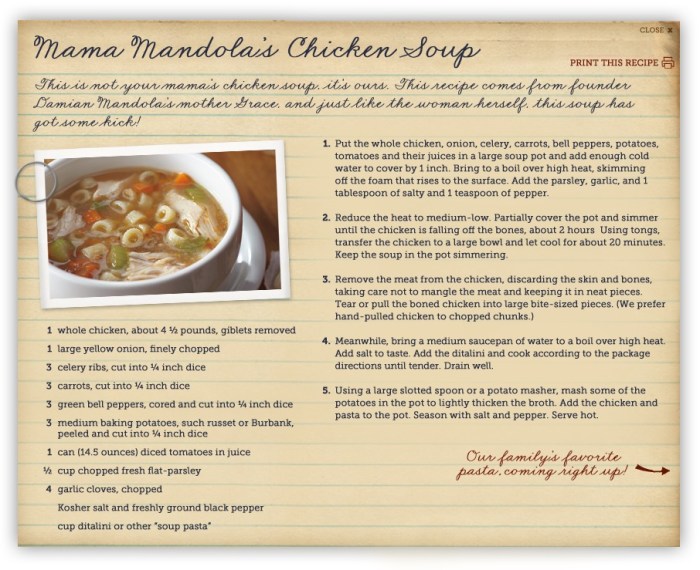 Carrabba's mama's chicken soup recipe